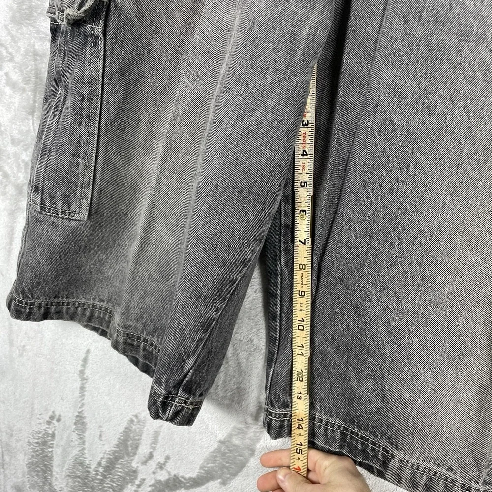 Vtg Y2K FUBU Cargo Shorts Black Denim Jorts Super Baggy Loose 38W (fit 36x15)